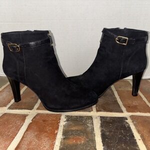 Tory Burch Black Suede Ankle Zip High Heels Bootie‎ Dress Boots Women's Size 9
